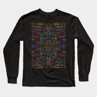 Geometrical Red Green Blue Yellow Pink squares Boxes Rectangle pattern design on a transparent background Long Sleeve T-Shirt